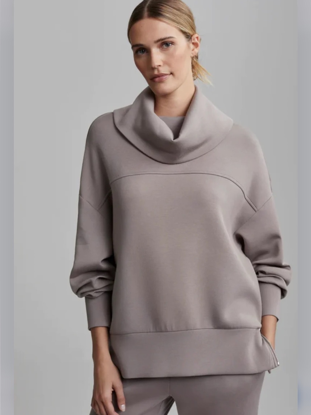 NWT Varley Taupe Double Soft Priya Longline Sweatshirt